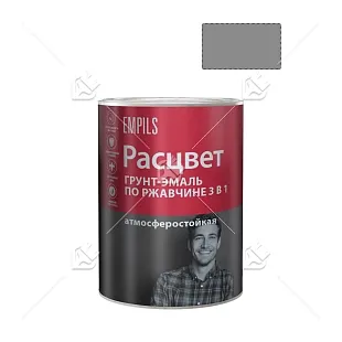 Грунт-эмаль на ржавчину 3 в 1 алкидная Расцвет глянцевая серая 0,9 кг