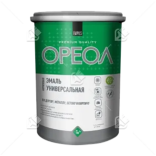 Эмаль универсальная акриловая Ореол глянцевая белая 1 кг.