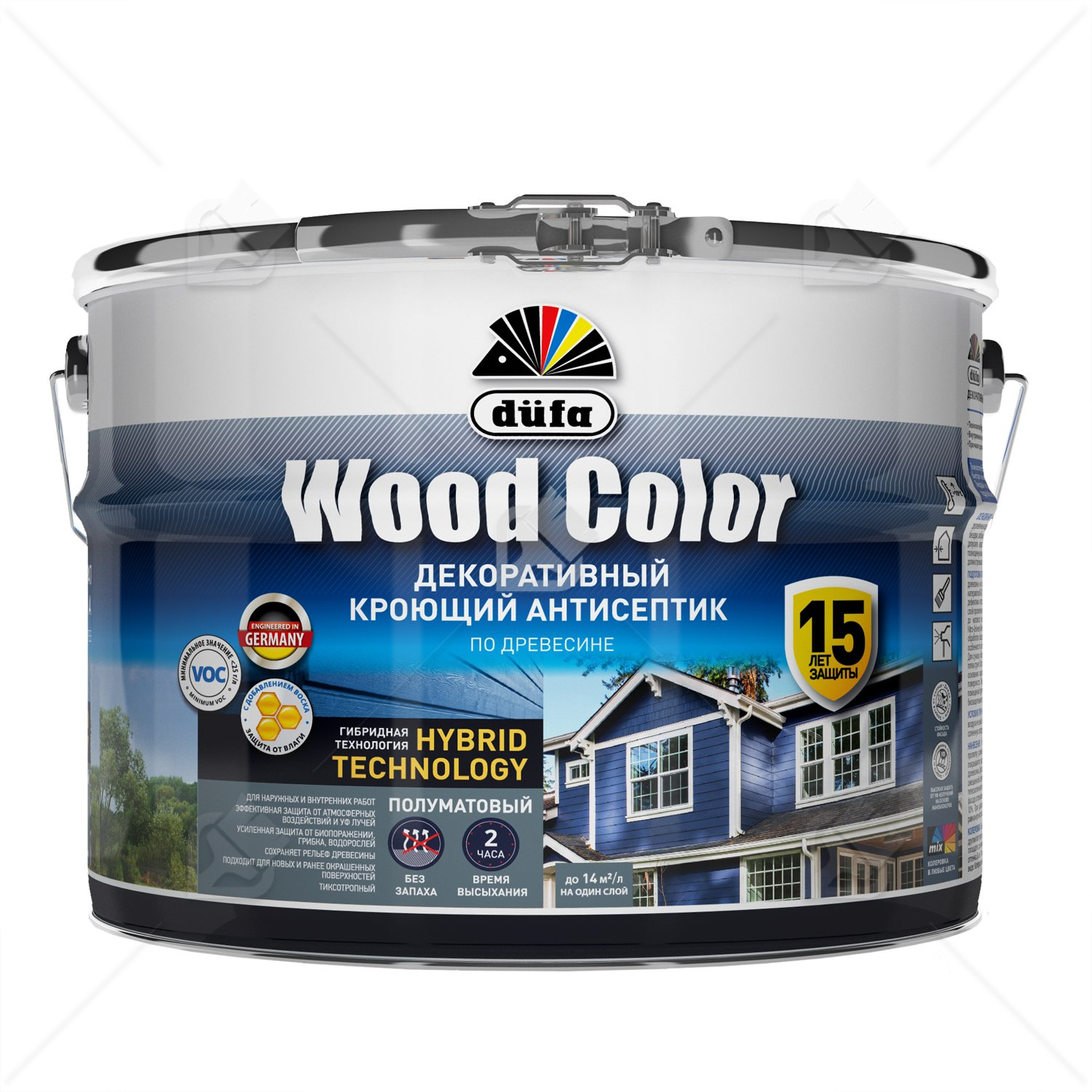 Кроющий антисептик Dufa Wood Color темный шоколад 9 л