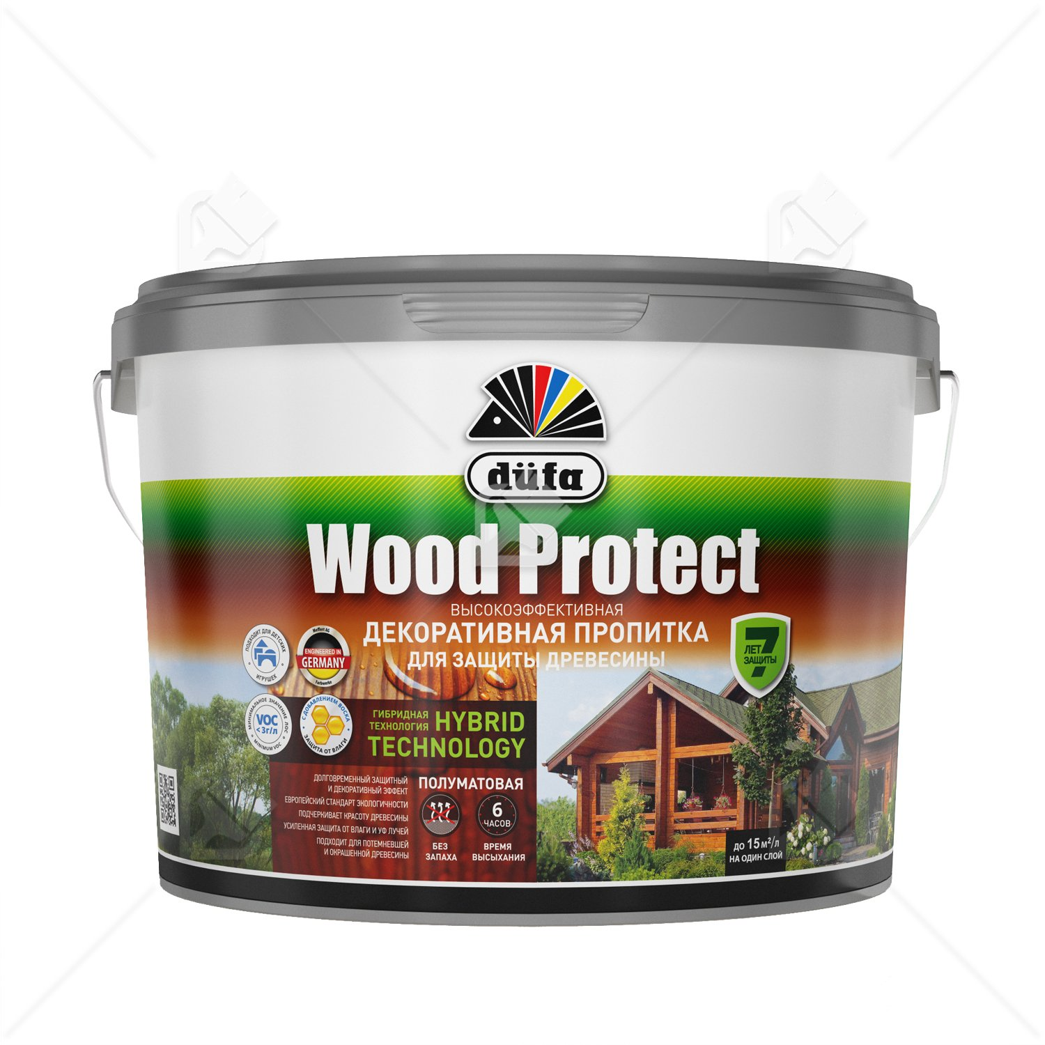 Пропитка декоративная для защиты древесины Dufa Wood Protect белая 2,5 л