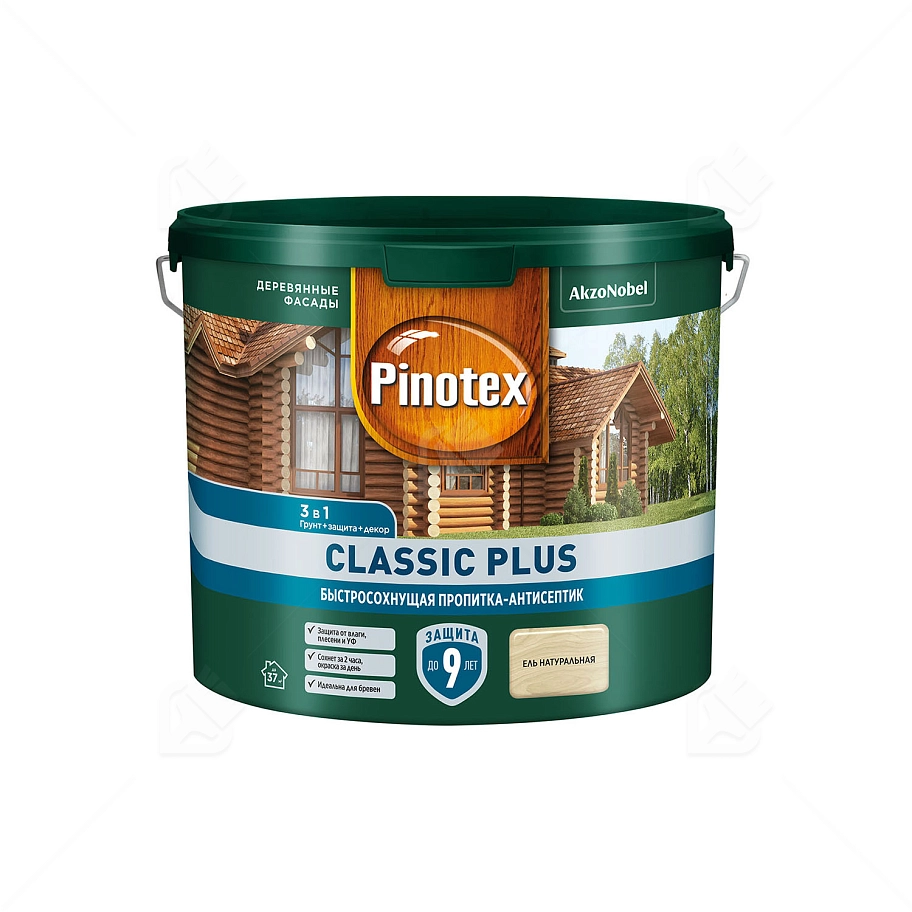 Пропитка декоративная для защиты древесины Pinotex Classic Plus 3 в 1 ель натуральная 2,5 л.