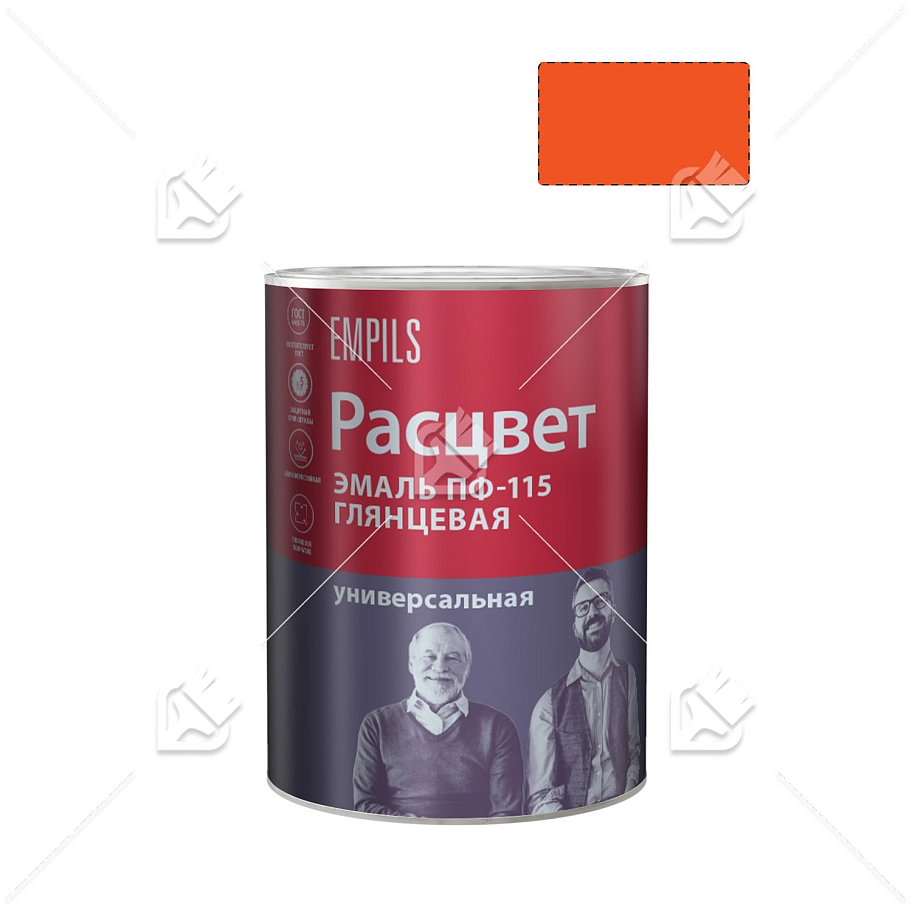 Эмаль ПФ-115 универсальная алкидная Расцвет глянцевая оранжевая 0,9кг