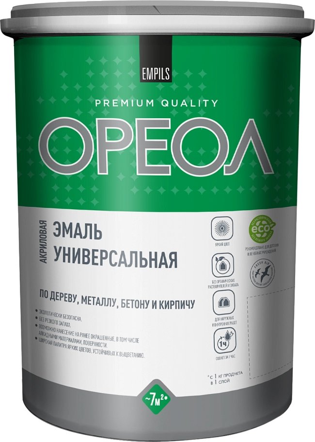 Эмаль универсальная акриловая Ореол глянцевая голубая 1 кг