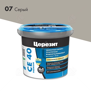 Затирка для швов до 10 мм водоотталкивающая Церезит СЕ 40 Аквастатик 07 серая 1 кг