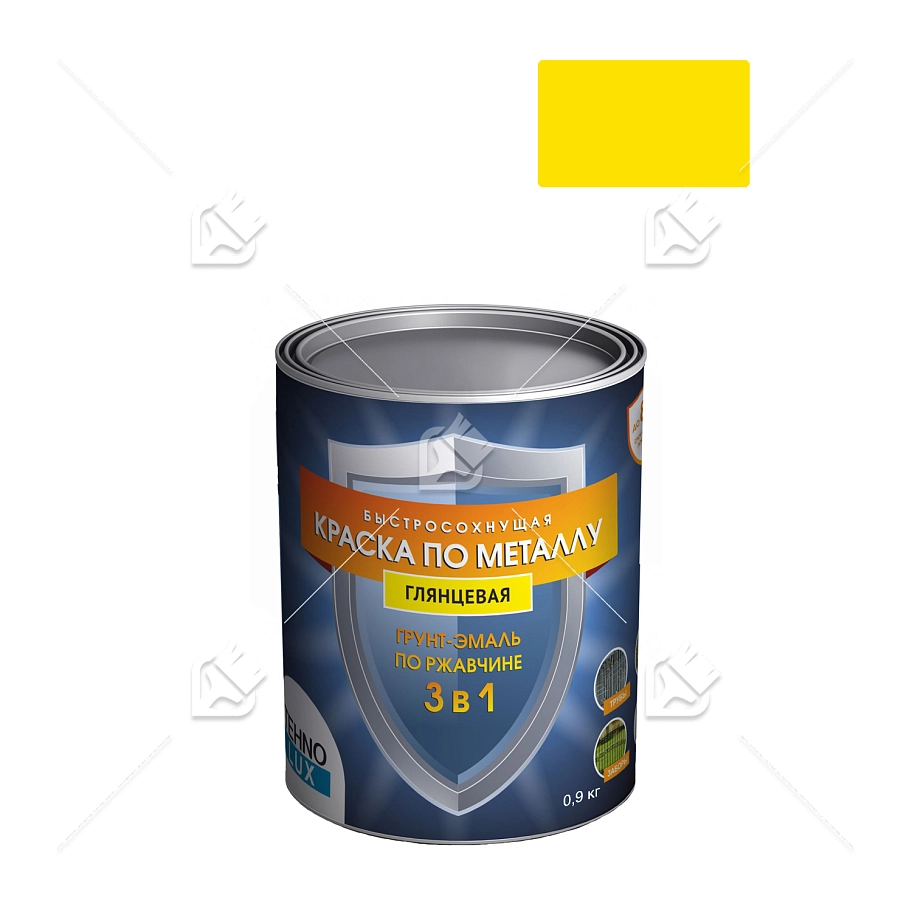 Грунт-эмаль 3 в 1 Технолюкс гладкая желтая 0,9 кг