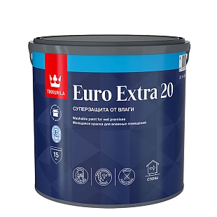 Краска моющаяся для стен и потолков Tikkurila EURO EXTRA 20 A полуматовая 2,7л