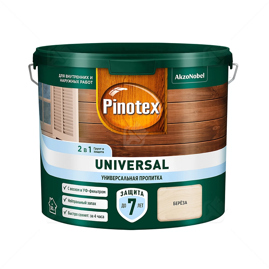 Pinotex Universal 2 в 1 универсальная пропитка для древесины Берёза 2,5 л
