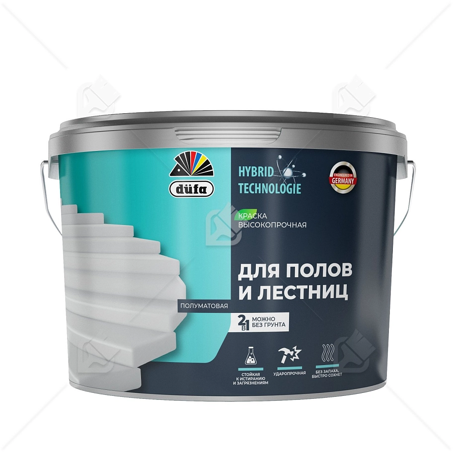 Эмаль для полов и лестниц Dufa акриловая полуматовая белая 9 л