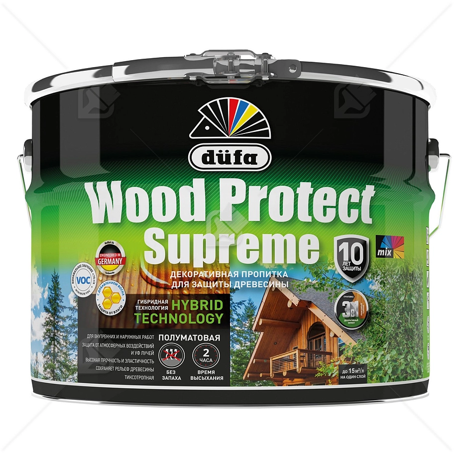 Пропитка декоративная для защиты древесины Dufa Wood Protect Supreme палисандр 9 л