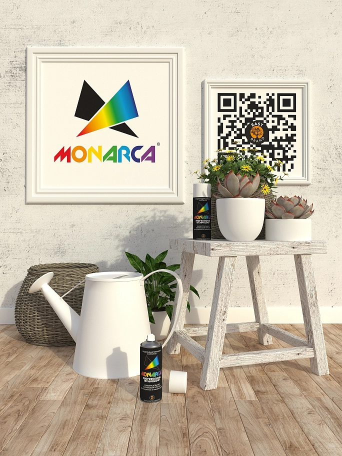 Краска универсальная аэрозольная акриловая Eastbrand Monarca матовая RAL 9003 белая 520 мл.