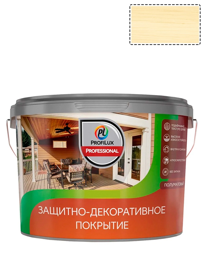 Лак для деревянных панелей акриловый защитно-декоративный Profilux Professional бесцветный 9 л
