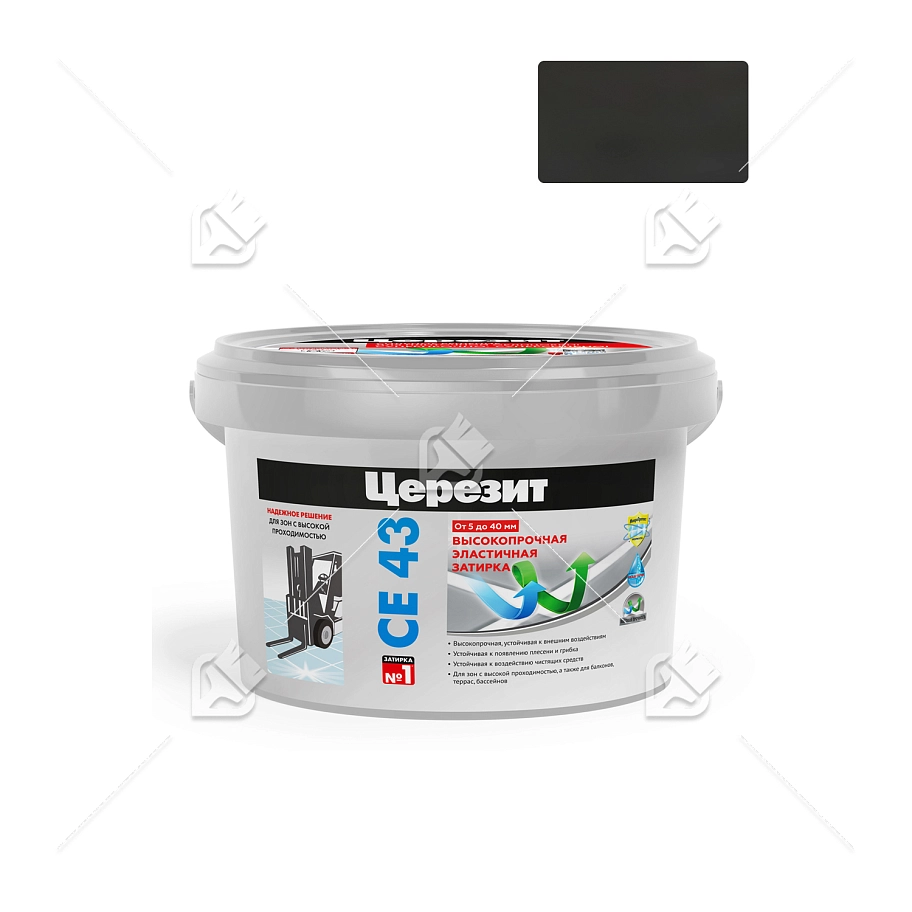 Затирка для широких швов от 5 до 40 мм Церезит CE 43 Super Strong графит 2 кг