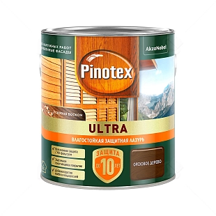 Пропитка декоративная для защиты древесины Pinotex Ultra AWB полуглянцевая орех 2,5 л