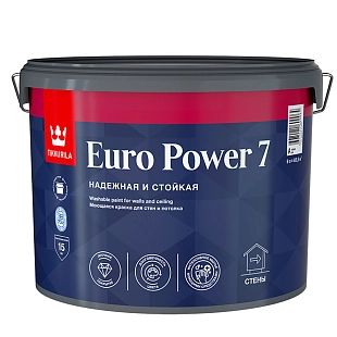 Краска интерьерная Tikkurila EURO POWER 7 А моющаяся, матовая 9л