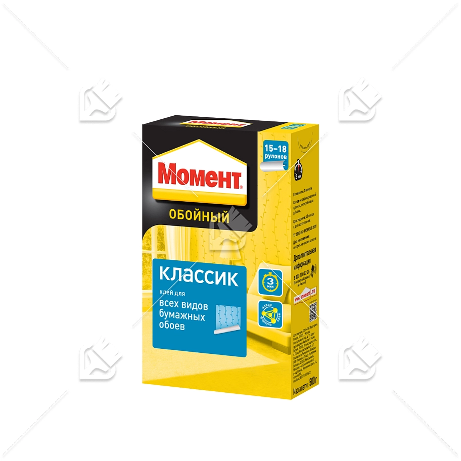 Клей для виниловых и бумажных обоев Момент Классик 500 г.