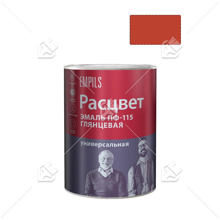 Эмаль ПФ-115 универсальная алкидная Расцвет глянцевая красная 0,9кг