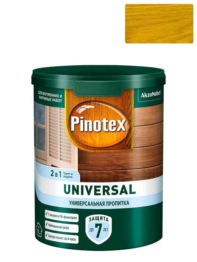 Pinotex Universal 2 в 1 универсальная пропитка для древесины Карельская сосна  0,9л