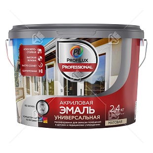 Эмаль универсальная акриловая Profilux Professional матовая база 1 белая 0,9 кг.