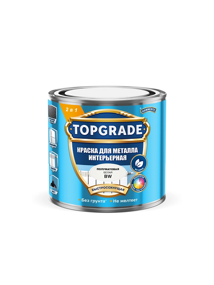 Краска для металлических поверхностей Topgrade интерьерная BW 0,5л