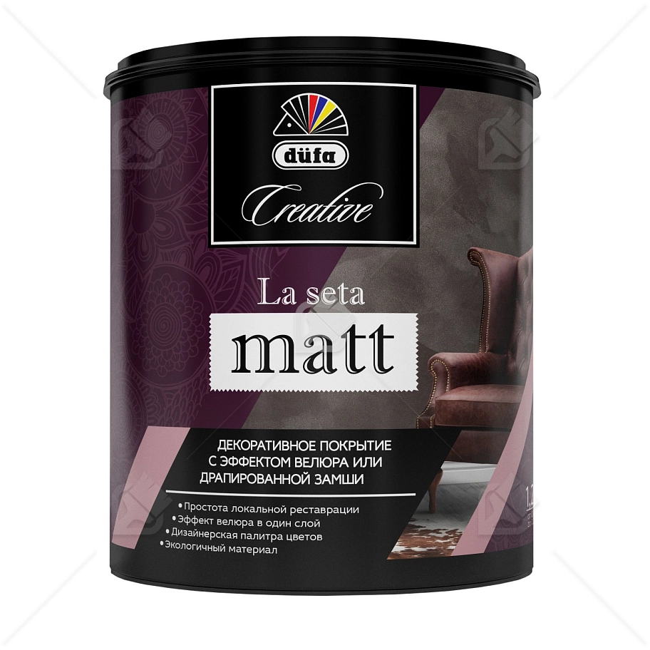 Покрытие декоративное Dufa Creative La Seta matt эффект велюра база ARGENTO 1,2 кг