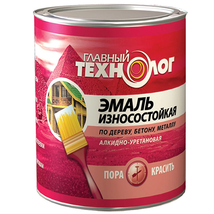 Эмаль универсальная алкидно-уретановая износостойкая Главный Технолог коричневая 2,1 л.