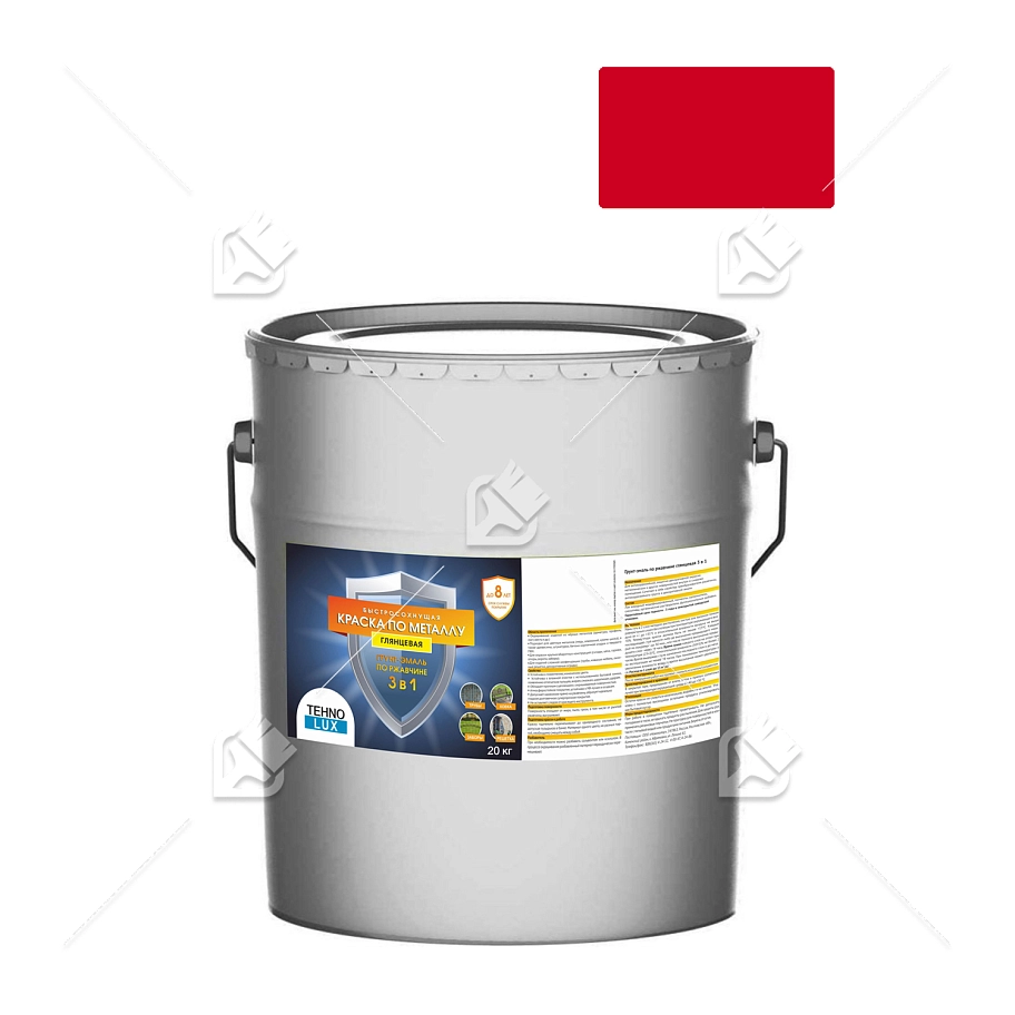 Грунт-эмаль 3 в 1 Технолюкс гладкая красная 20 кг