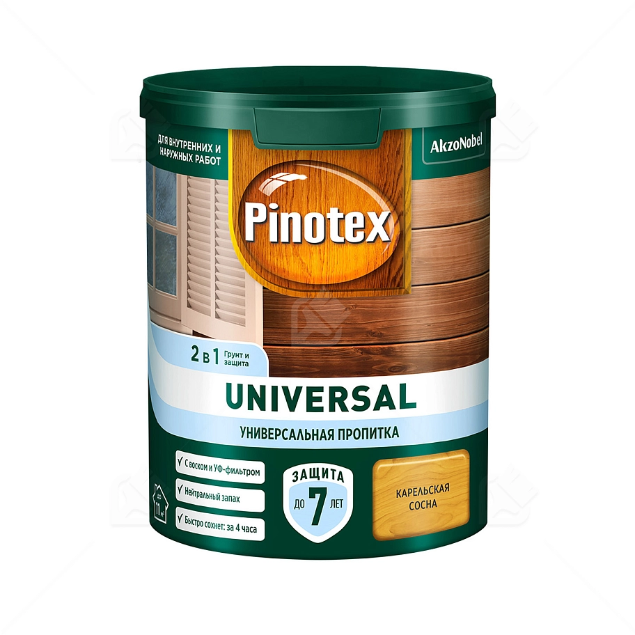 Pinotex Universal 2 в 1 универсальная пропитка для древесины Карельская сосна  0,9л