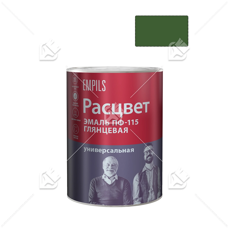 Эмаль ПФ-115 универсальная алкидная Расцвет глянцевая темно-зеленая 0,9кг