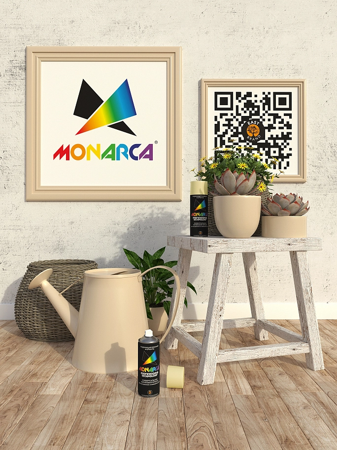 Краска универсальная аэрозольная акриловая Eastbrand Monarca RAL 1015 светлая слоновая кость 520 мл.