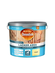 Лак для дерева на водной основе колеруемый Omnitex Lacker Aqua 70 глянцевый 2,7 л