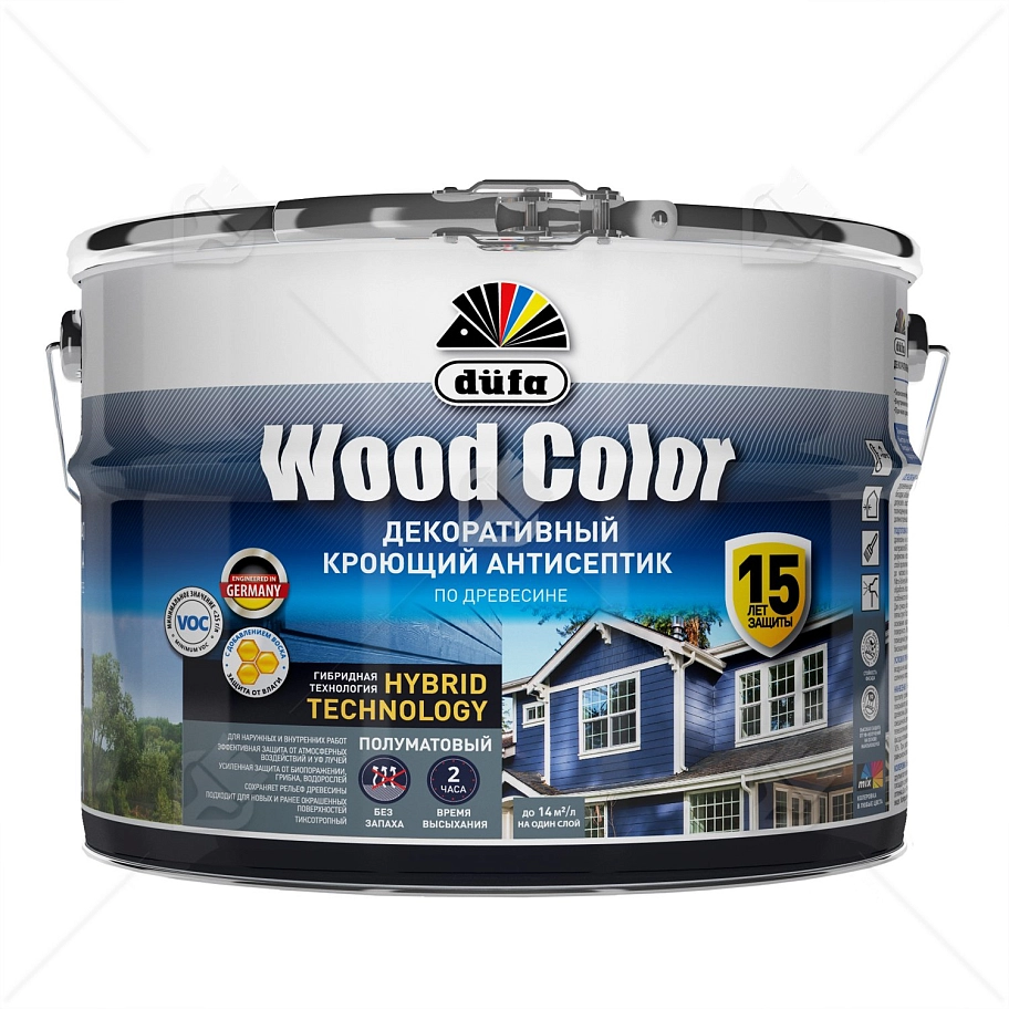 Кроющий антисептик Dufa Wood Color темный шоколад 9 л