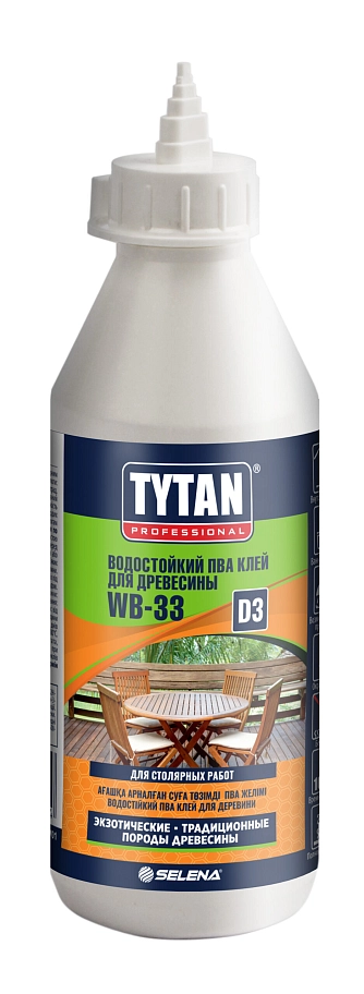 Клей ПВА D3 для древесины Tytan Professional WB-33 прозрачный 175 мл