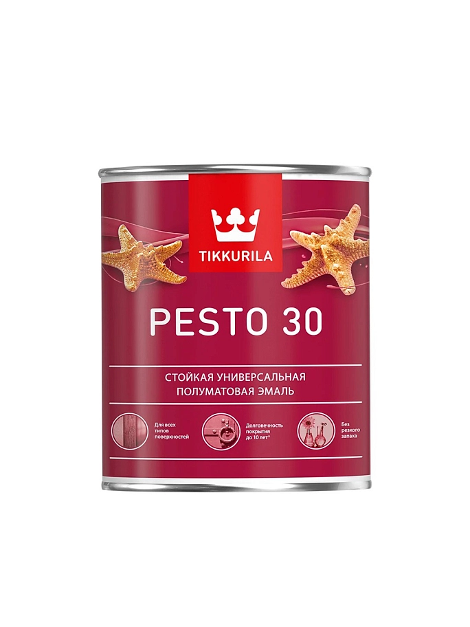 Эмаль универсальная Tikkurila PESTO 30 C полуматовая 0,9л