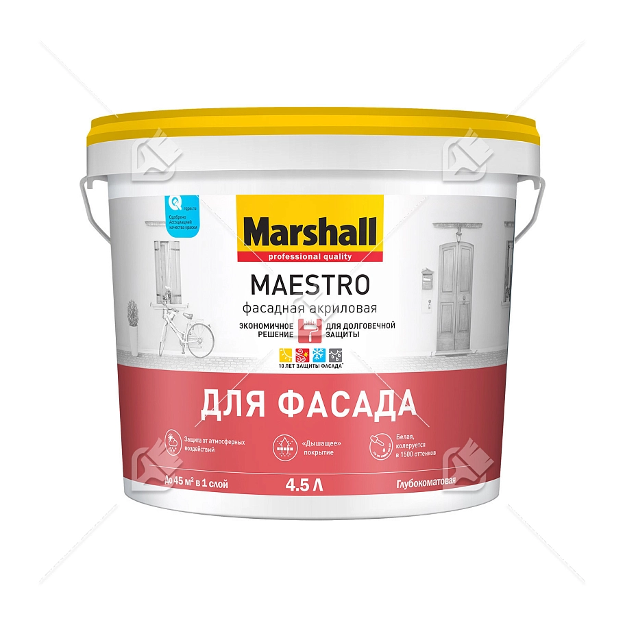 Краска фасадная акриловая Marshall Maestro глубокоматовая база BW 4,5 л.