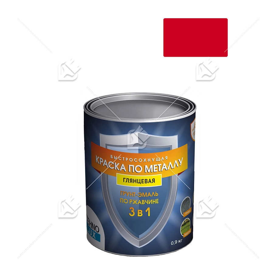 Грунт-эмаль 3 в 1 Технолюкс гладкая красная 0,9 кг