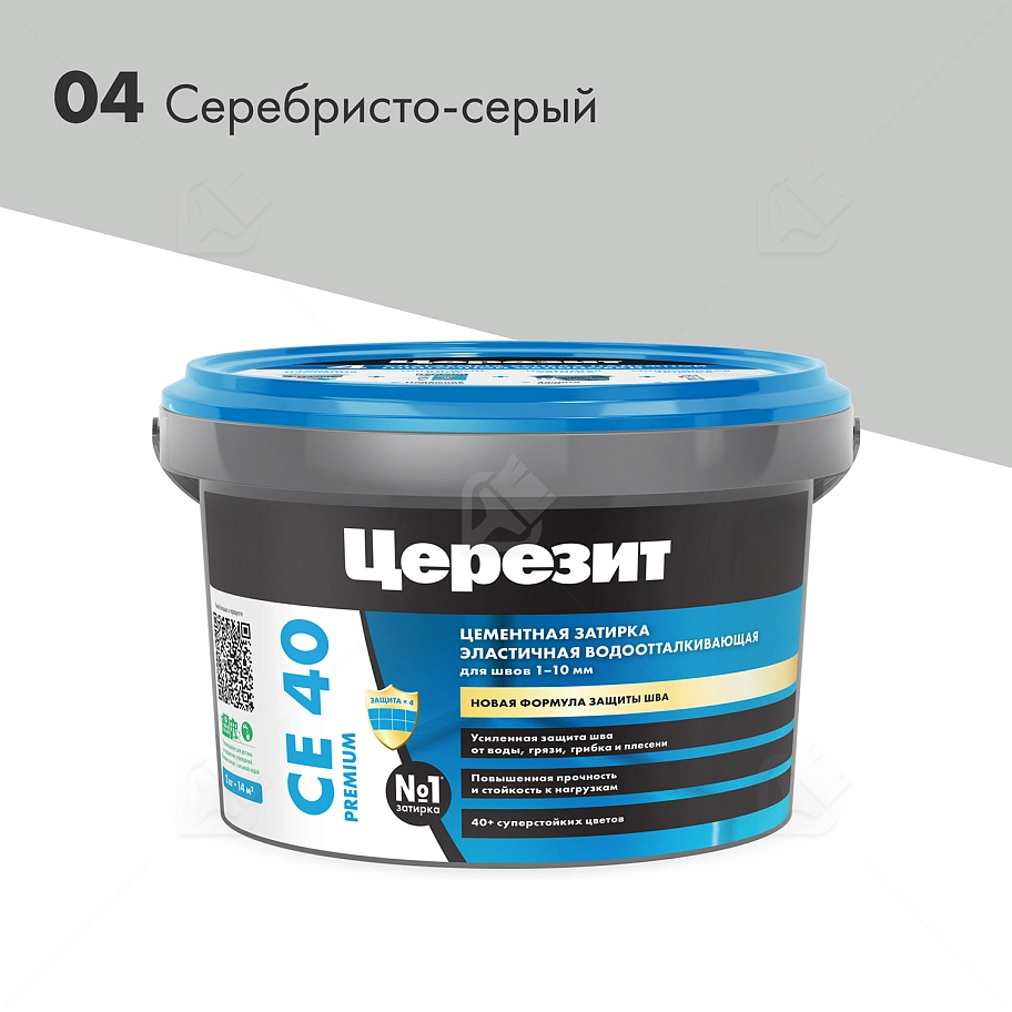Затирка для швов до 10 мм водоотталкивающая Церезит СЕ 40 Аквасатик 04 серебристо-серая 2 кг