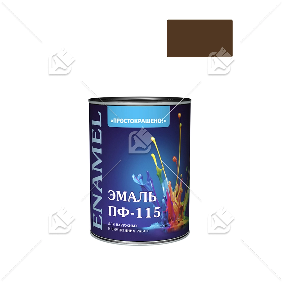 Эмаль ПФ-115 универсальная алкидная Простокрашено коричневая 1,8 кг