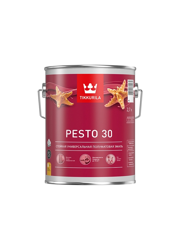 Эмаль универсальная Tikkurila PESTO 30 A полуматовая 2,7л