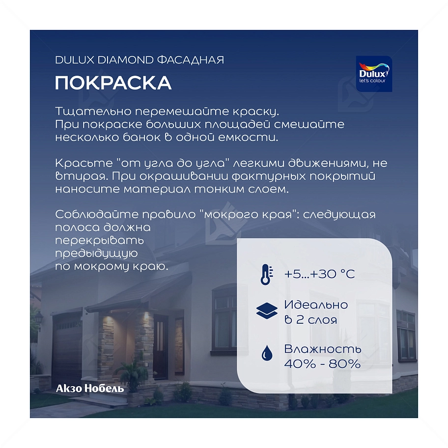 Краска фасадная для минеральных и деревянных поверхностей Dulux Professional Diamond гладкая матовая база BС 0,9 л 