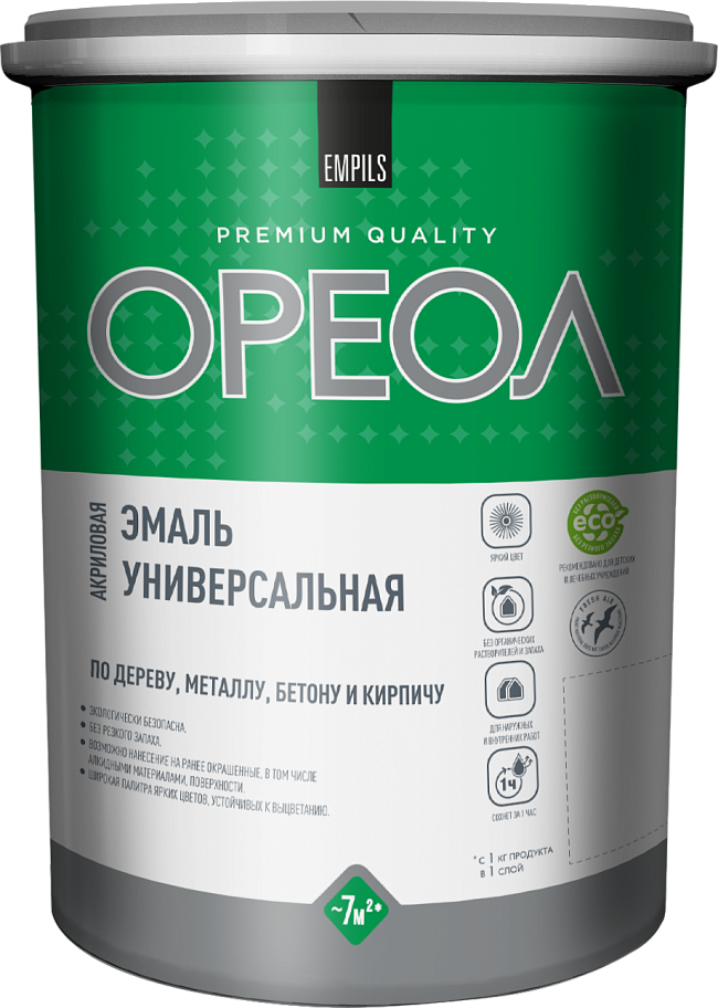 Эмаль универсальная акриловая Ореол матовая белая 3 кг