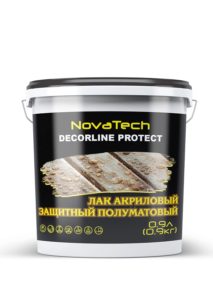 Лак акриловый защитный NovaTech Decorline Protect полуматовый 0,9 л