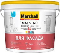 Краска фасадная акриловая Marshall Maestro глубокоматовая база BW 4,5 л.