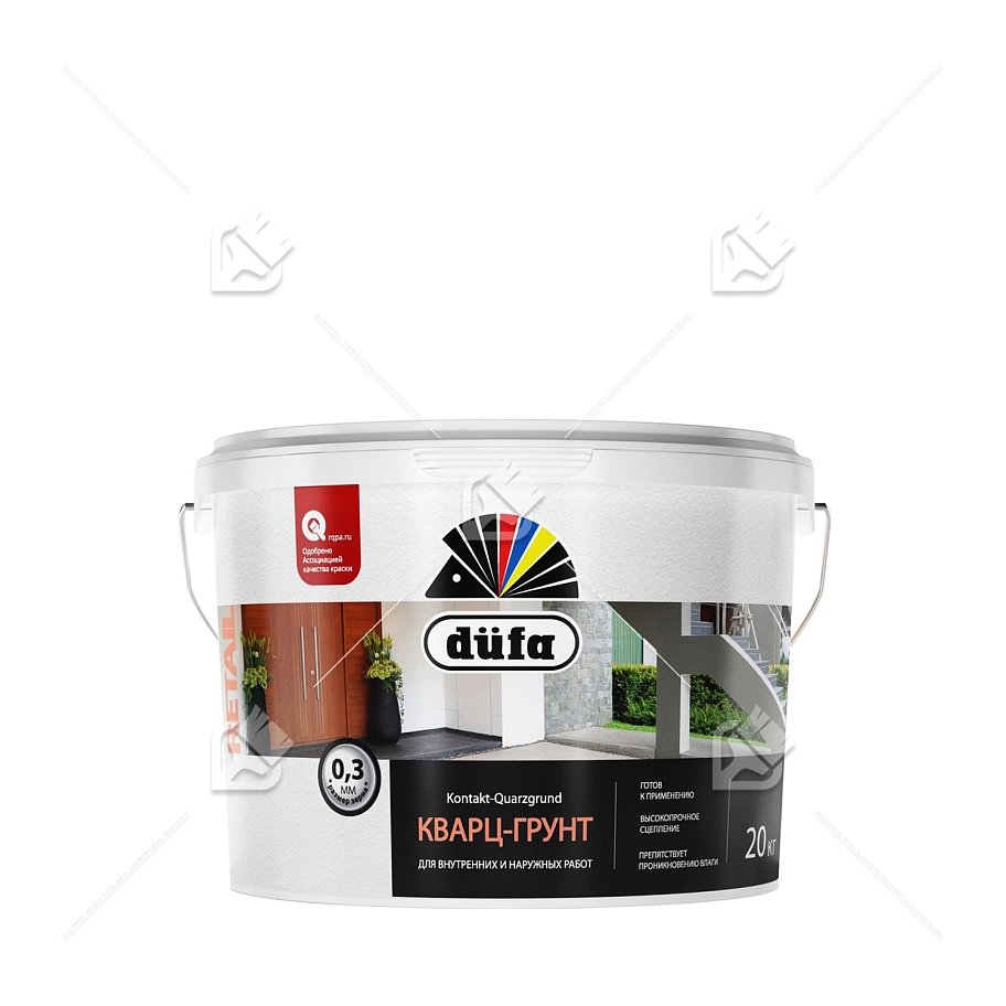 Грунт для внутренних и наружных работ Dufa Retail Kontakt-Quarzgrund глубокоматовый 20 кг.