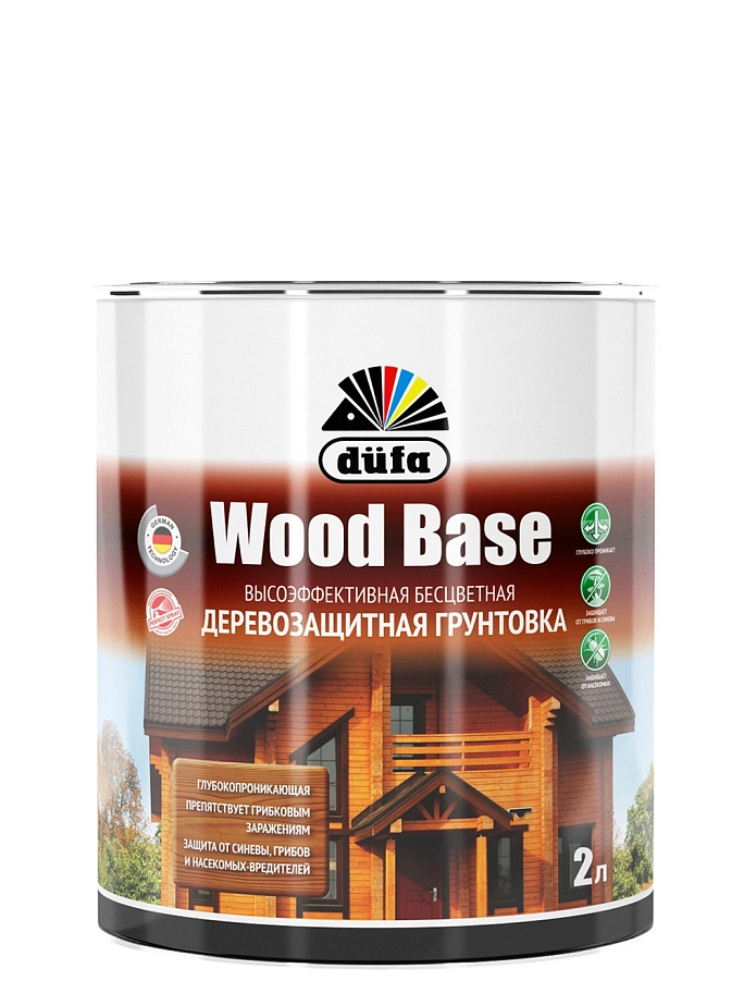 Грунт для защиты древесины Dufa Wood Base с биоцидом бесцветная 2 л.