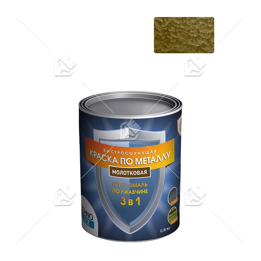 Грунт-эмаль 3 в 1 Технолюкс молотковая золото 0,8 кг