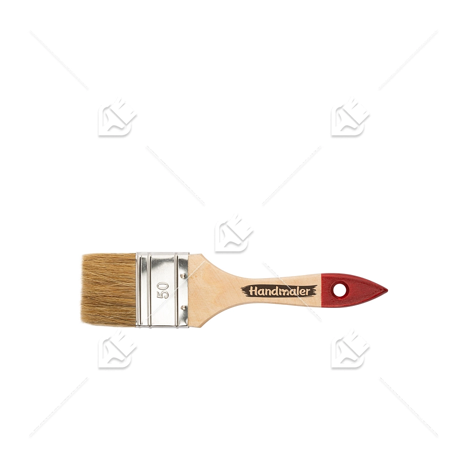 Кисть плоская Handmaler светлая натуральная щетина деревянная лакированная ручка 50 мм.