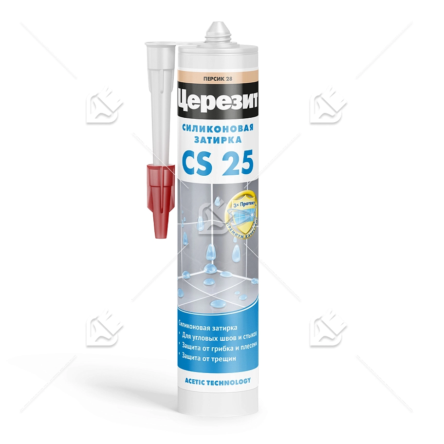 Герметик-затирка силиконовая противогрибковая Церезит CS 25 28 персик 280 мл